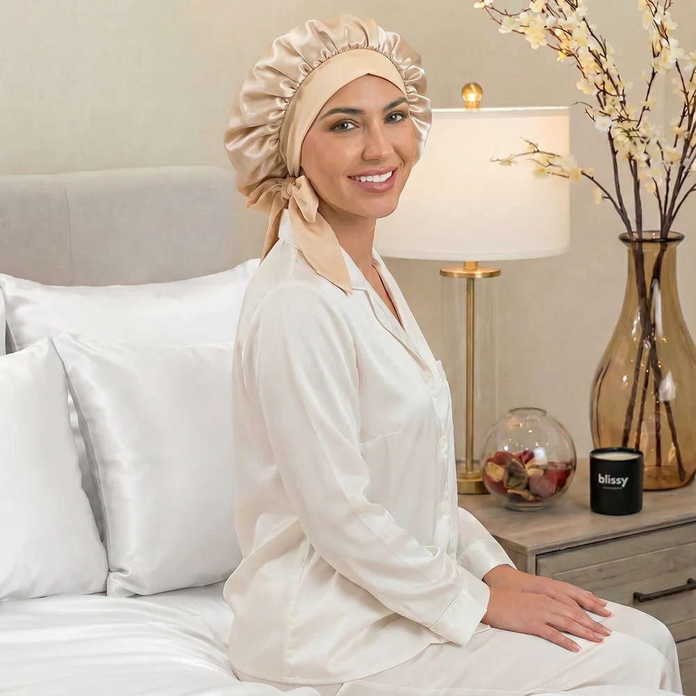 Blissy Bow Bonnet - Champagne - Image 11