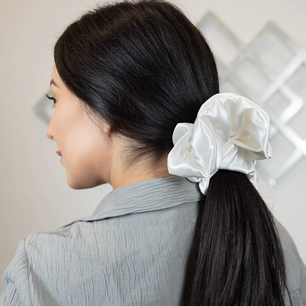 Blissy Oversized Scrunchie - White - Image 6