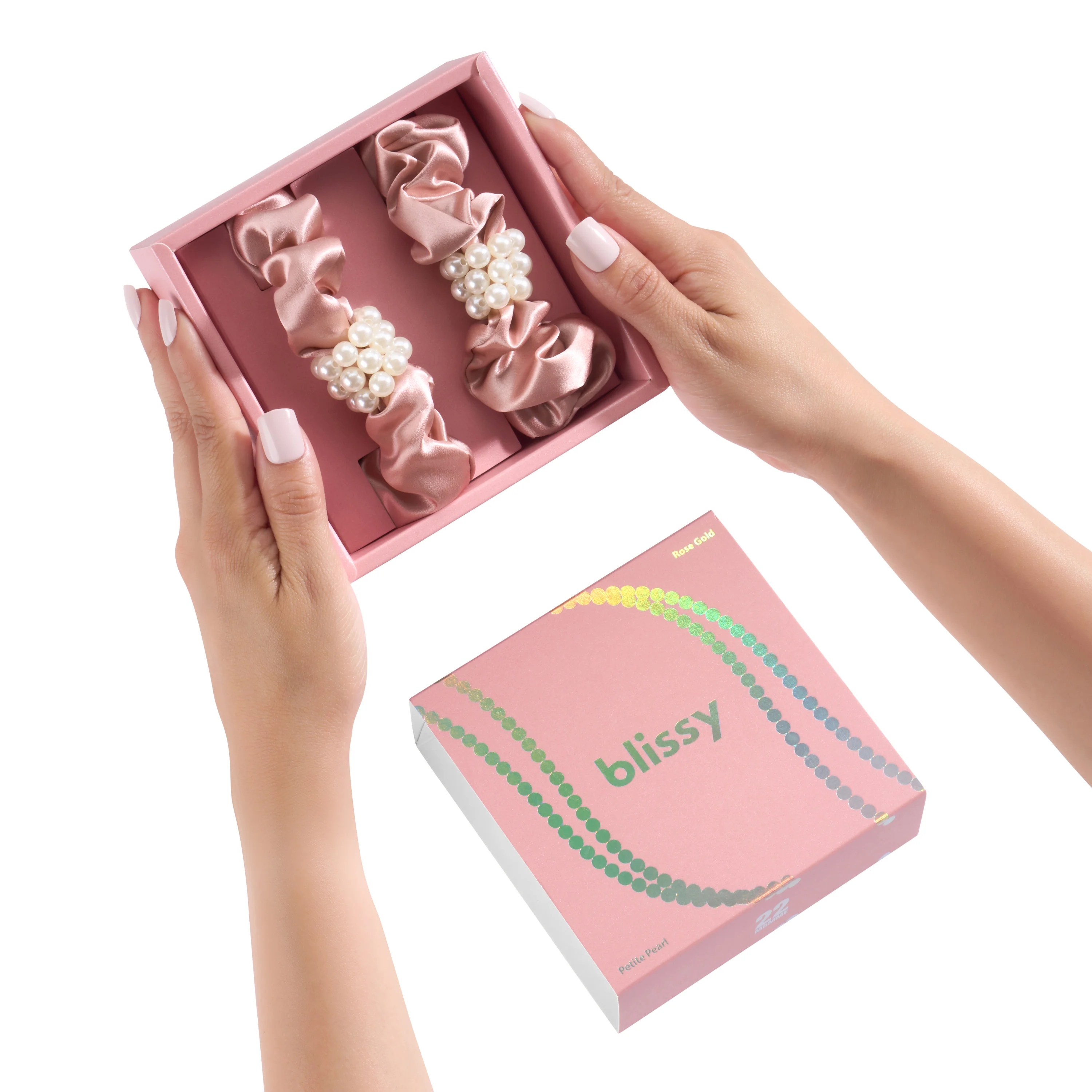 Blissy Petite Pearl Scrunchies - Rose Gold - Image 2