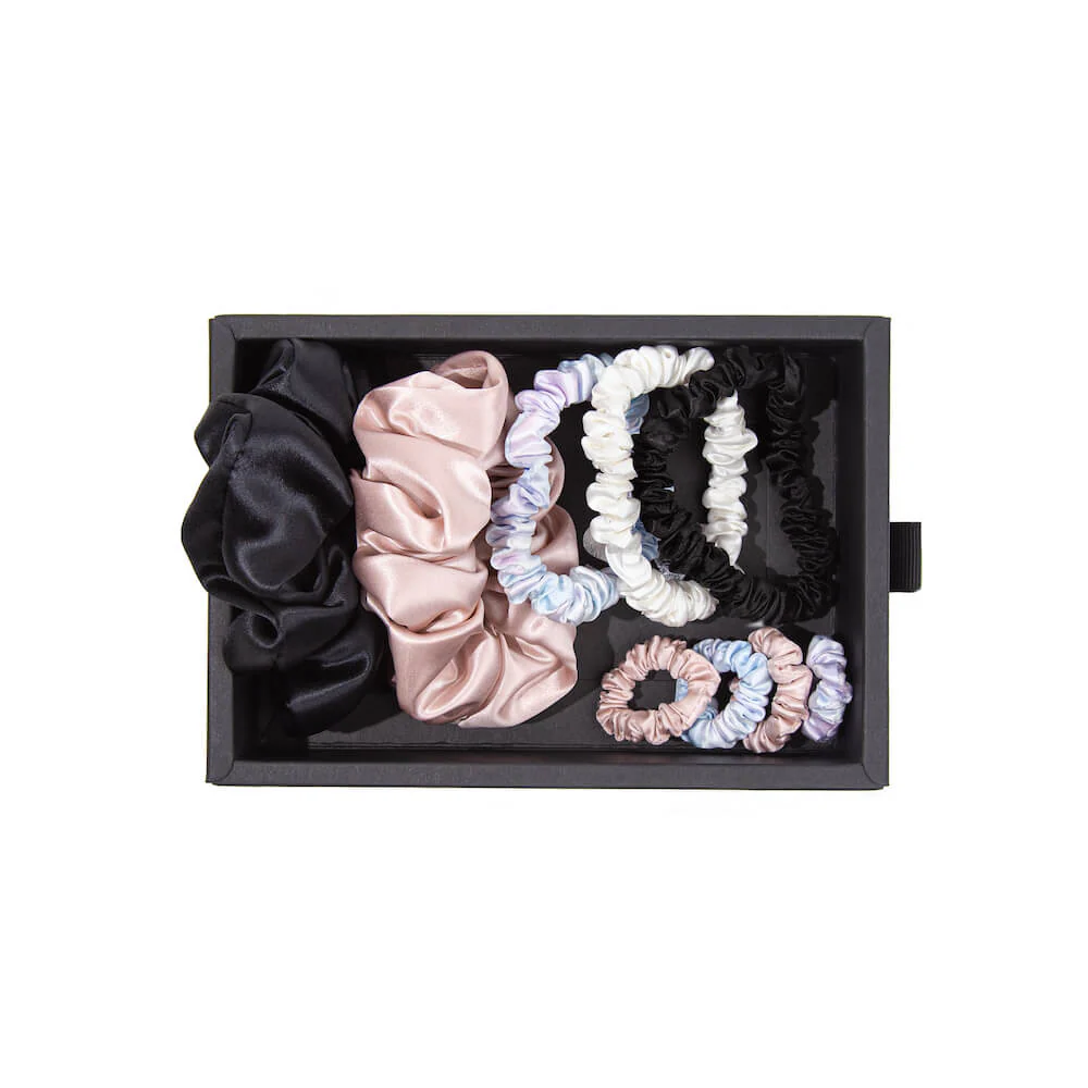 Blissy Scrunchies 9-Piece Set - Black, White, Pink, Tie-Dye - Image 2
