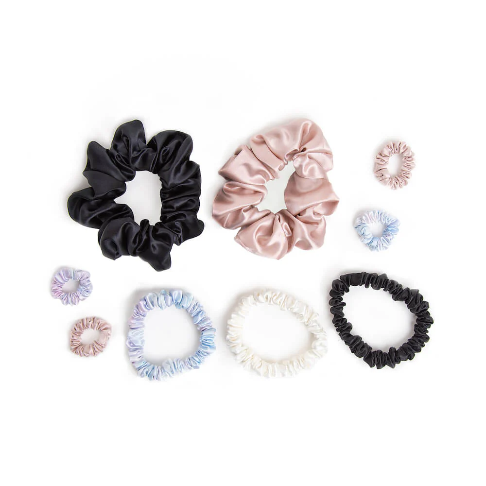 Blissy Scrunchies 9-Piece Set - Black, White, Pink, Tie-Dye - Image 3