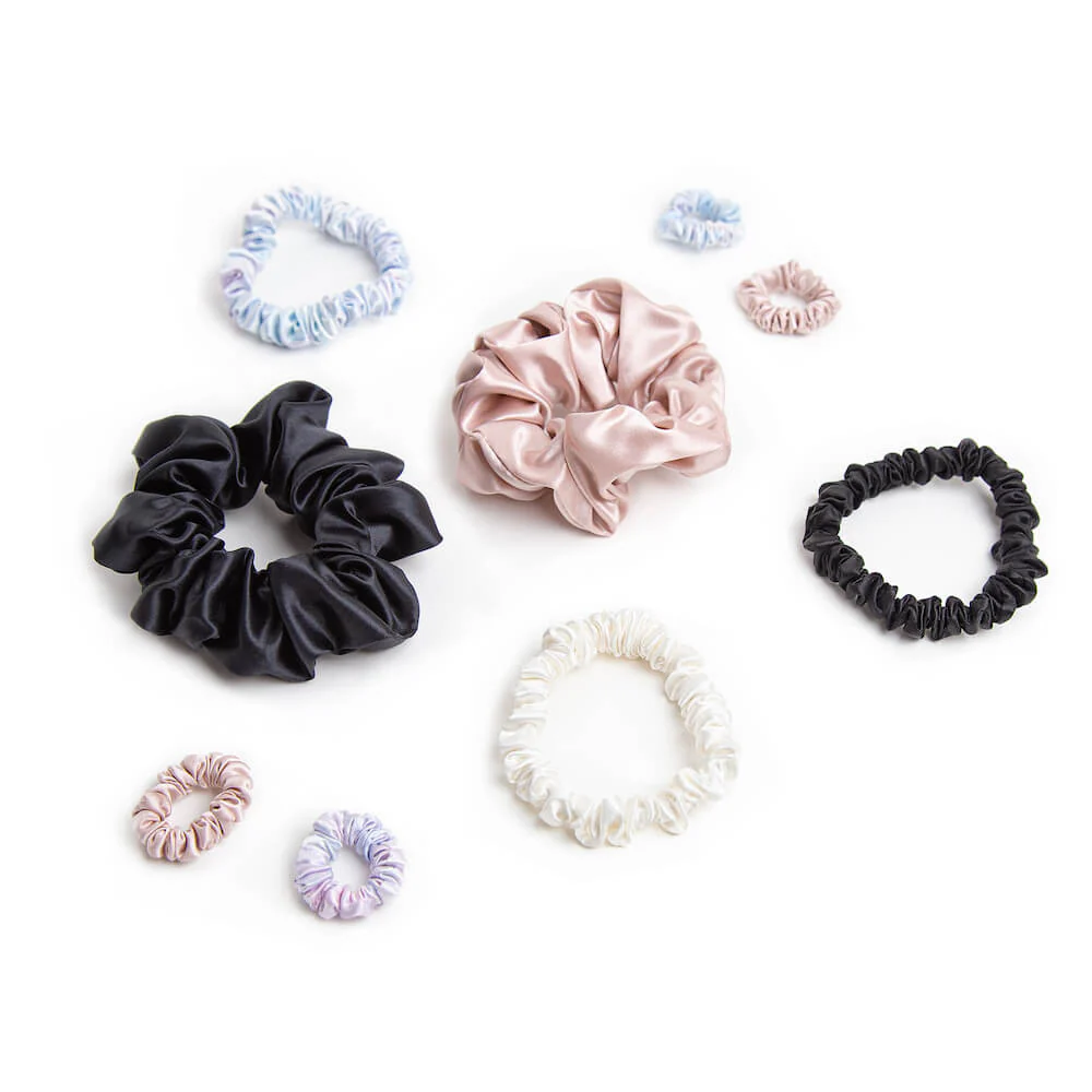 Blissy Scrunchies 9-Piece Set - Black, White, Pink, Tie-Dye - Image 4