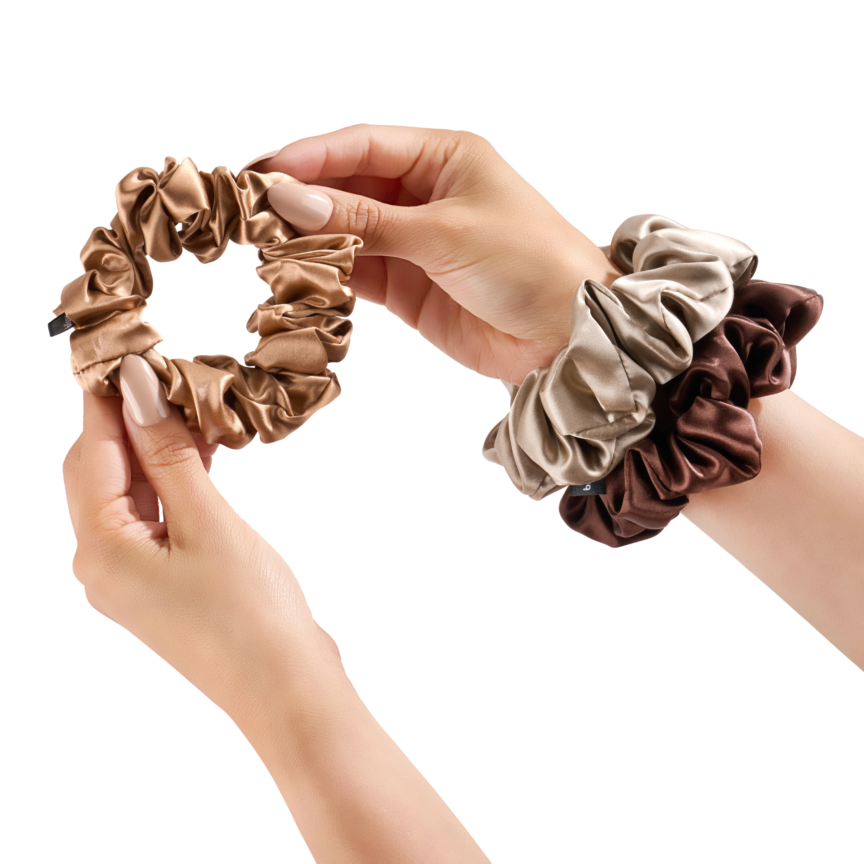 Blissy Scrunchies - Taupe, Cinnamon, Brown - Image 3