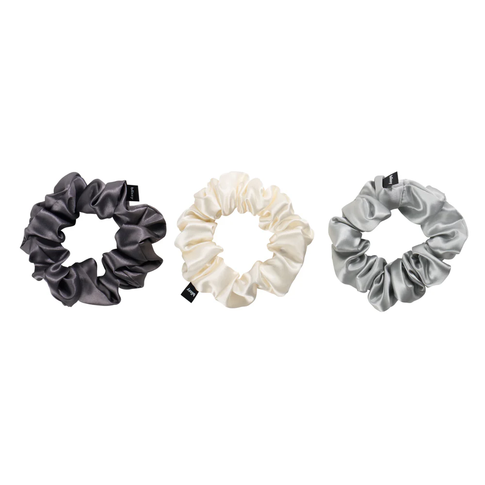 Blissy Scrunchies -  White, Gray, Silver - Image 5