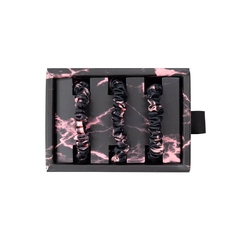 Blissy Skinny Scrunchies - Rose Black Marble - Image 2