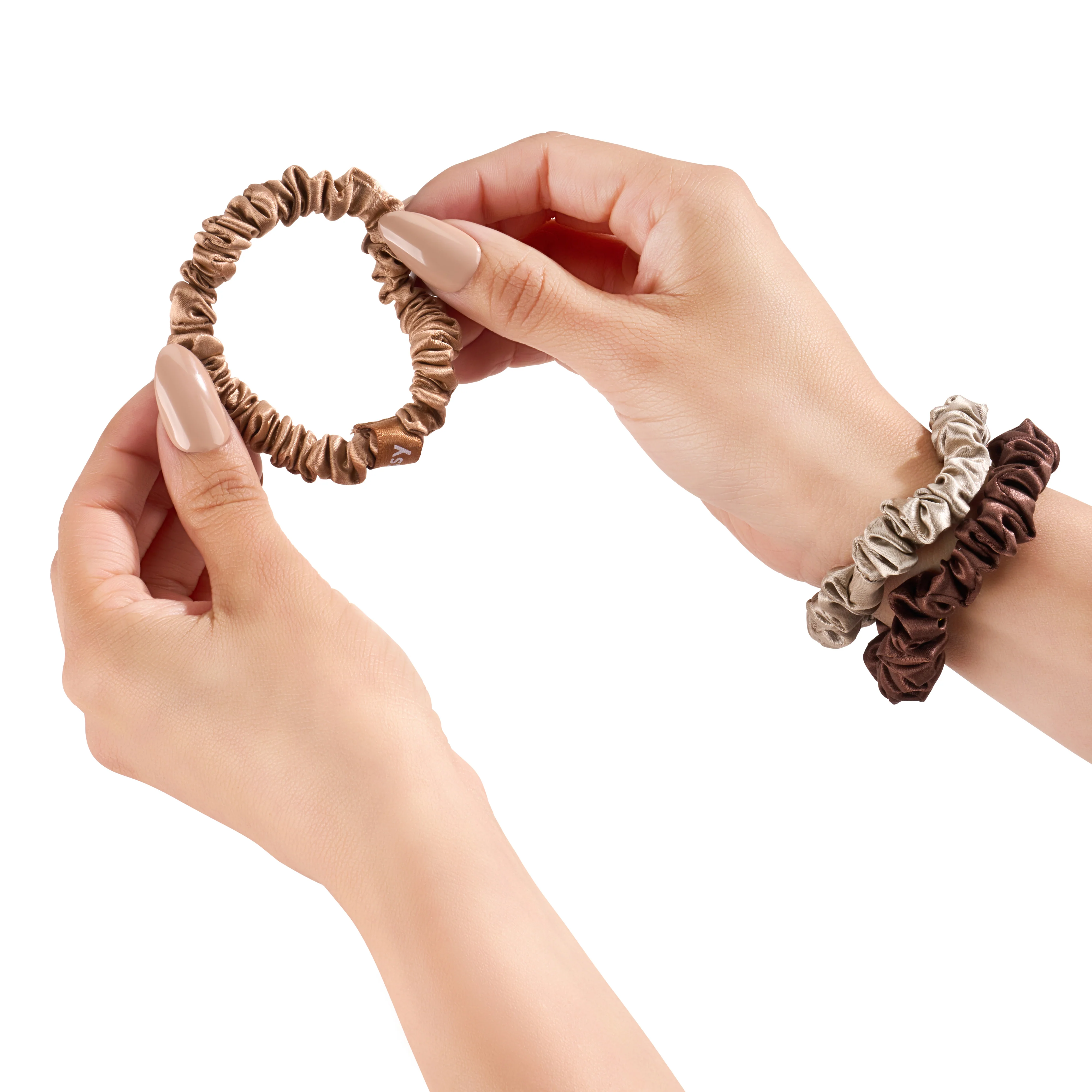 Blissy Skinny Scrunchies - Taupe, Cinnamon, Brown - Image 9