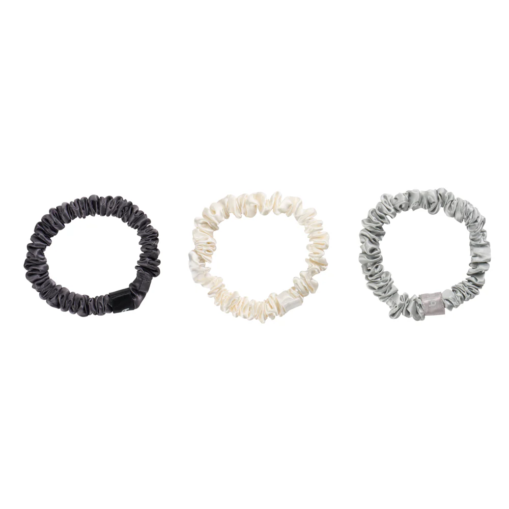 Blissy Skinny Scrunchies - White, Gray, Silver - Image 4