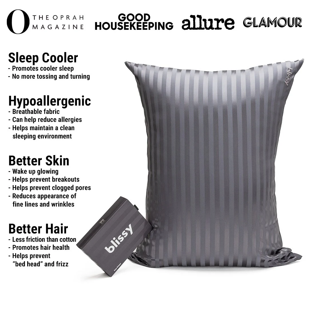 Pillowcase - Grey Striped - Queen - Image 2