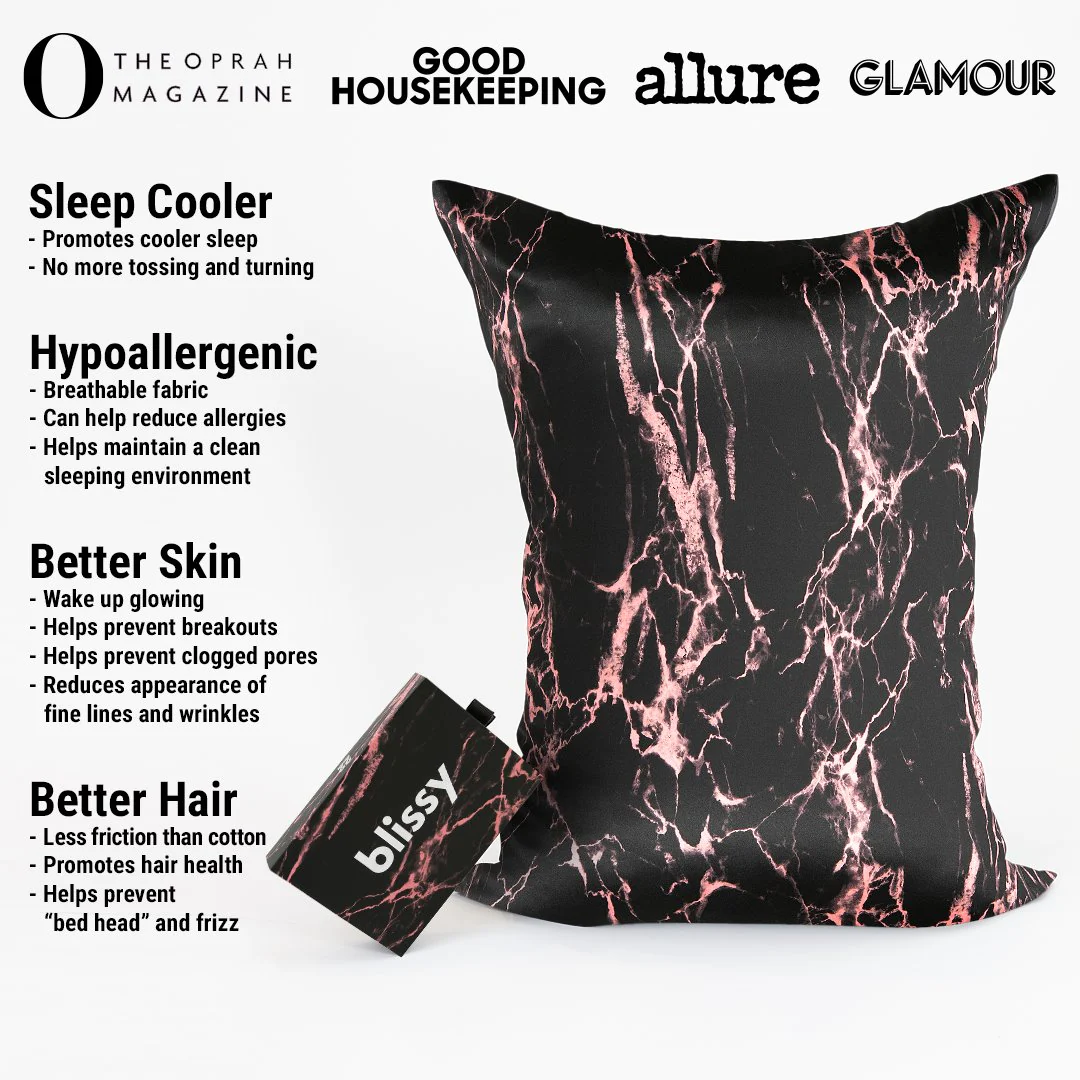 Pillowcase - Rose Black Marble - Queen - Image 2