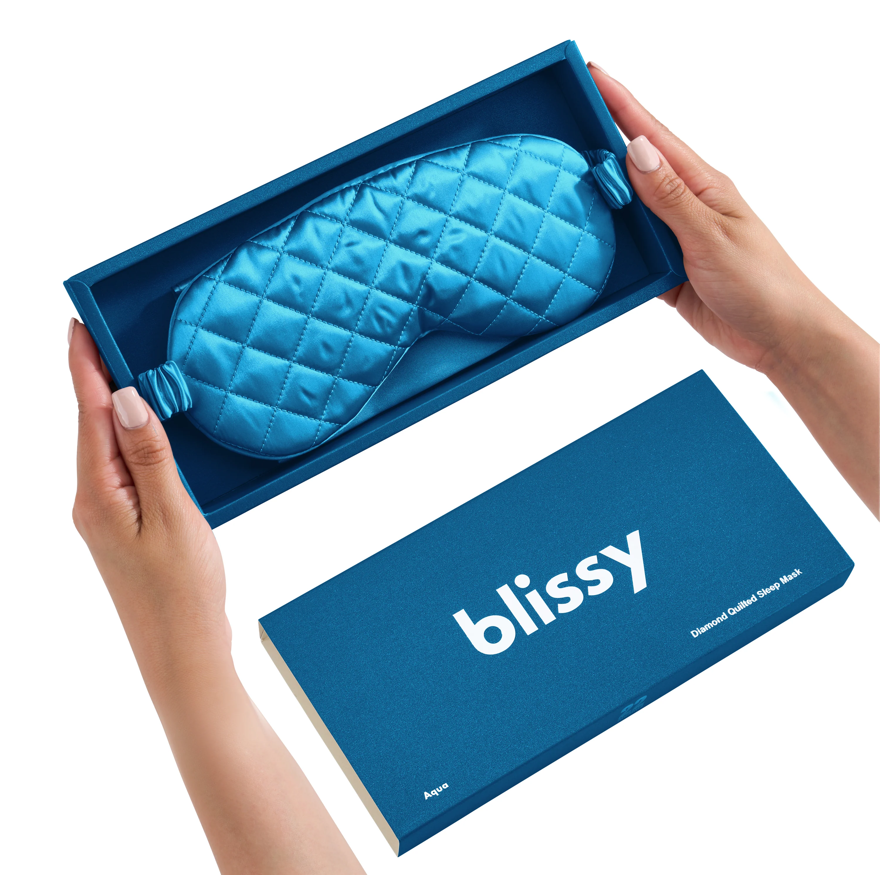 Sleep Mask - Aqua - Diamond Quilted - Image 4