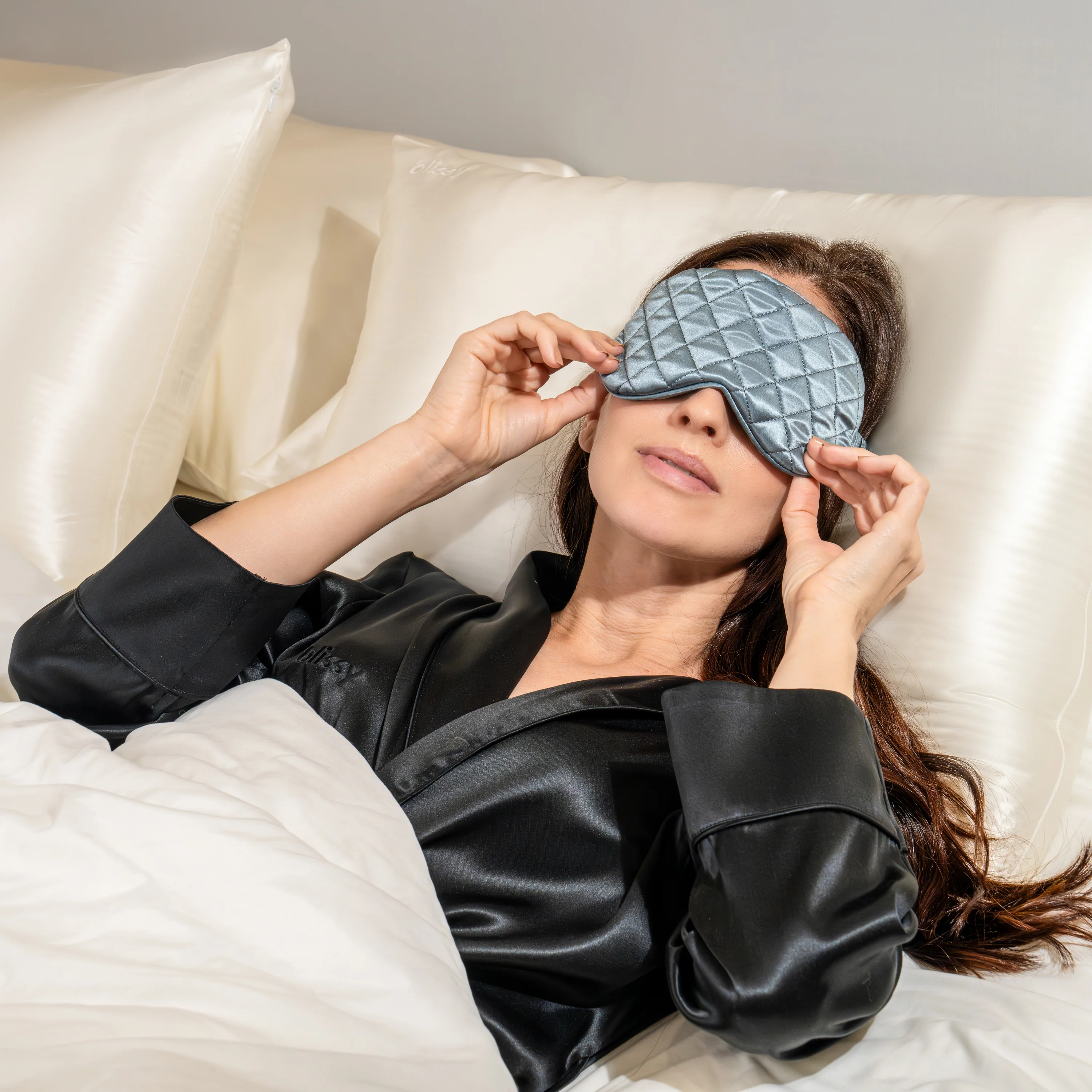 Sleep Mask - Ash Blue - Diamond Quilted - Image 12