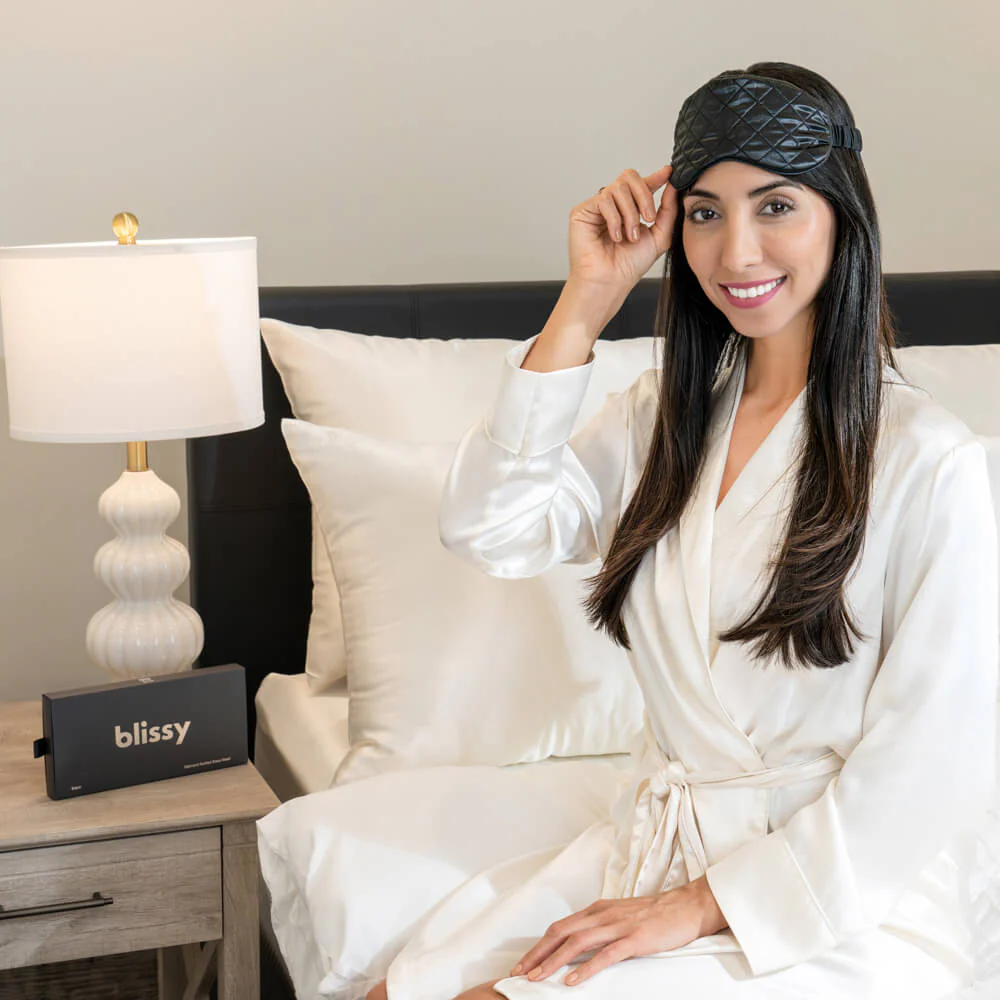 Sleep Mask - Black - Diamond Quilted - Image 12