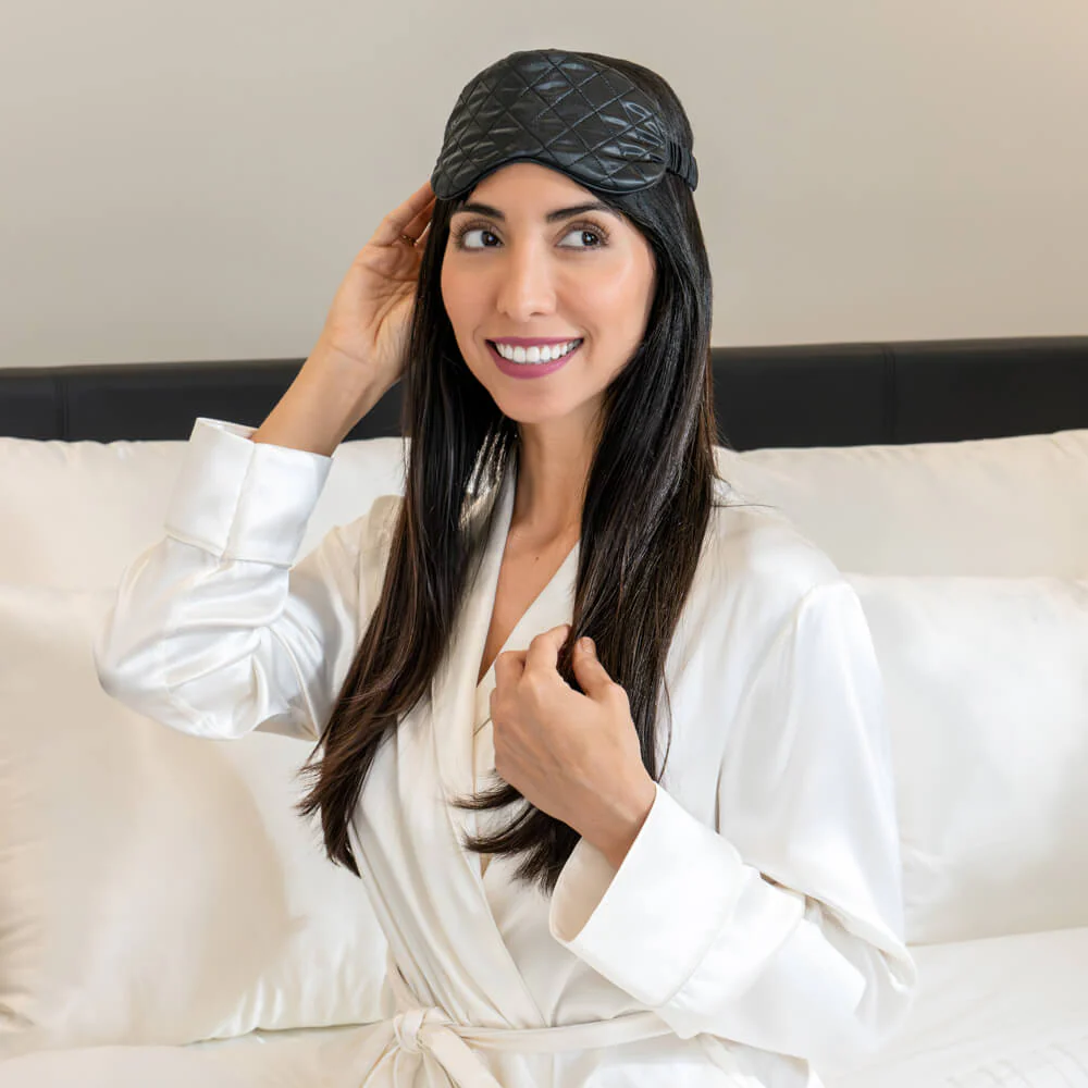 Sleep Mask - Black - Diamond Quilted - Image 13