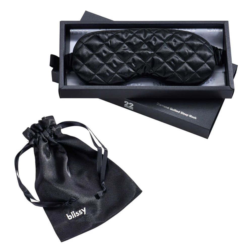 Sleep Mask - Black - Diamond Quilted - Image 7