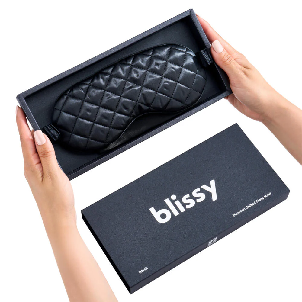 Sleep Mask - Black - Diamond Quilted - Image 9