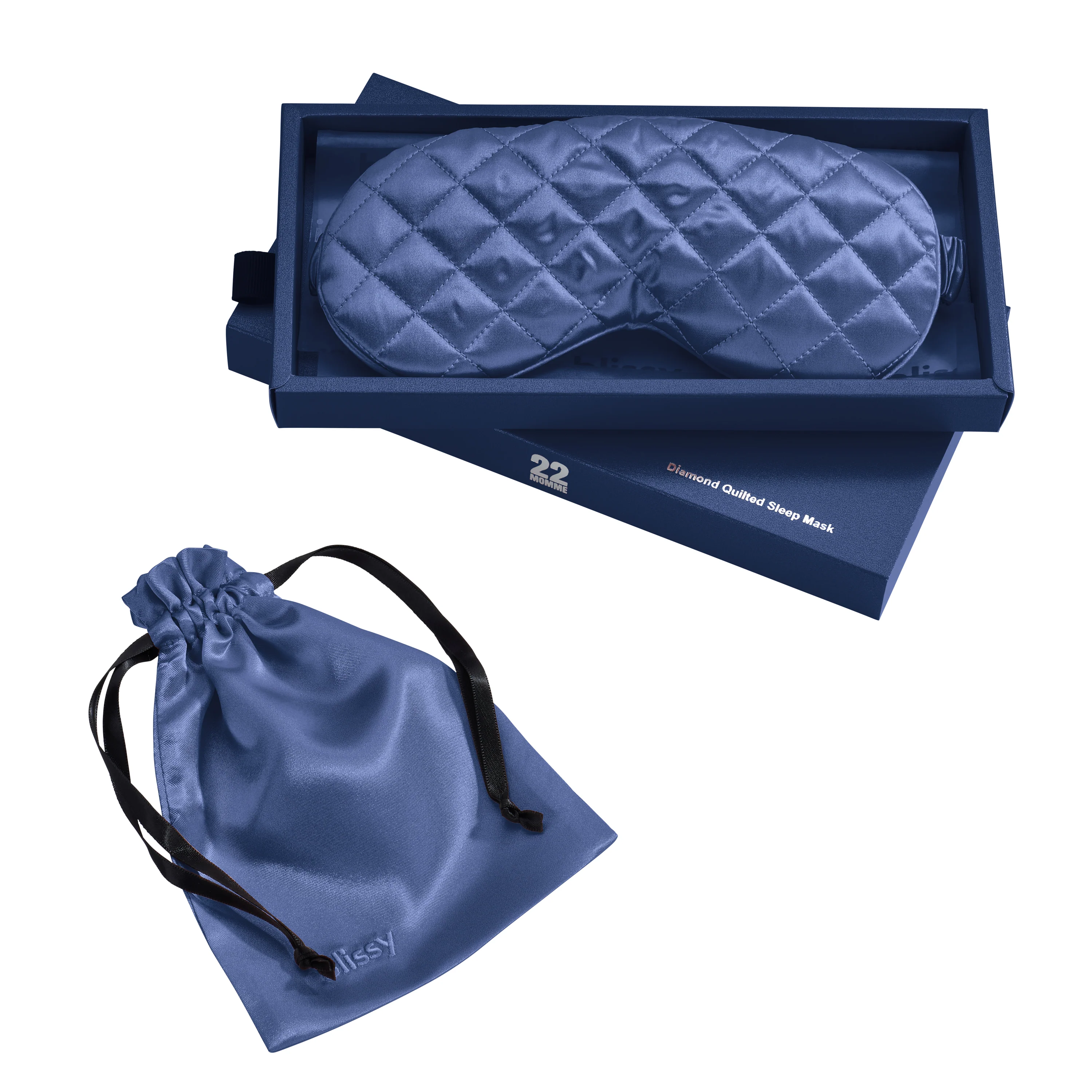 Sleep Mask - Blue - Diamond Quilted - Image 2