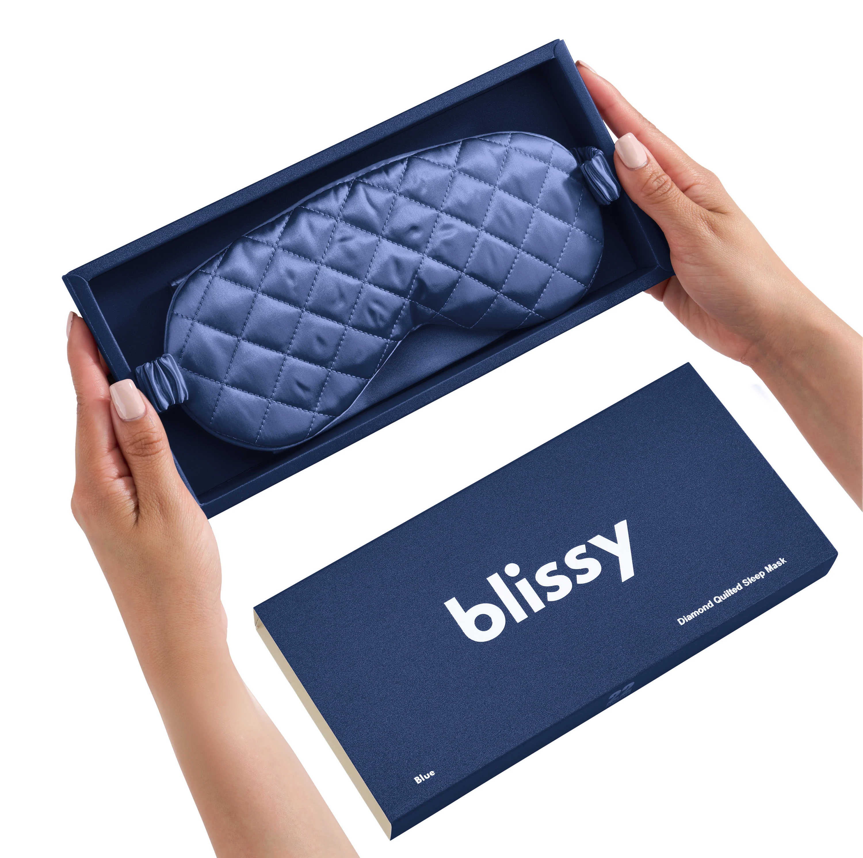 Sleep Mask - Blue - Diamond Quilted - Image 4