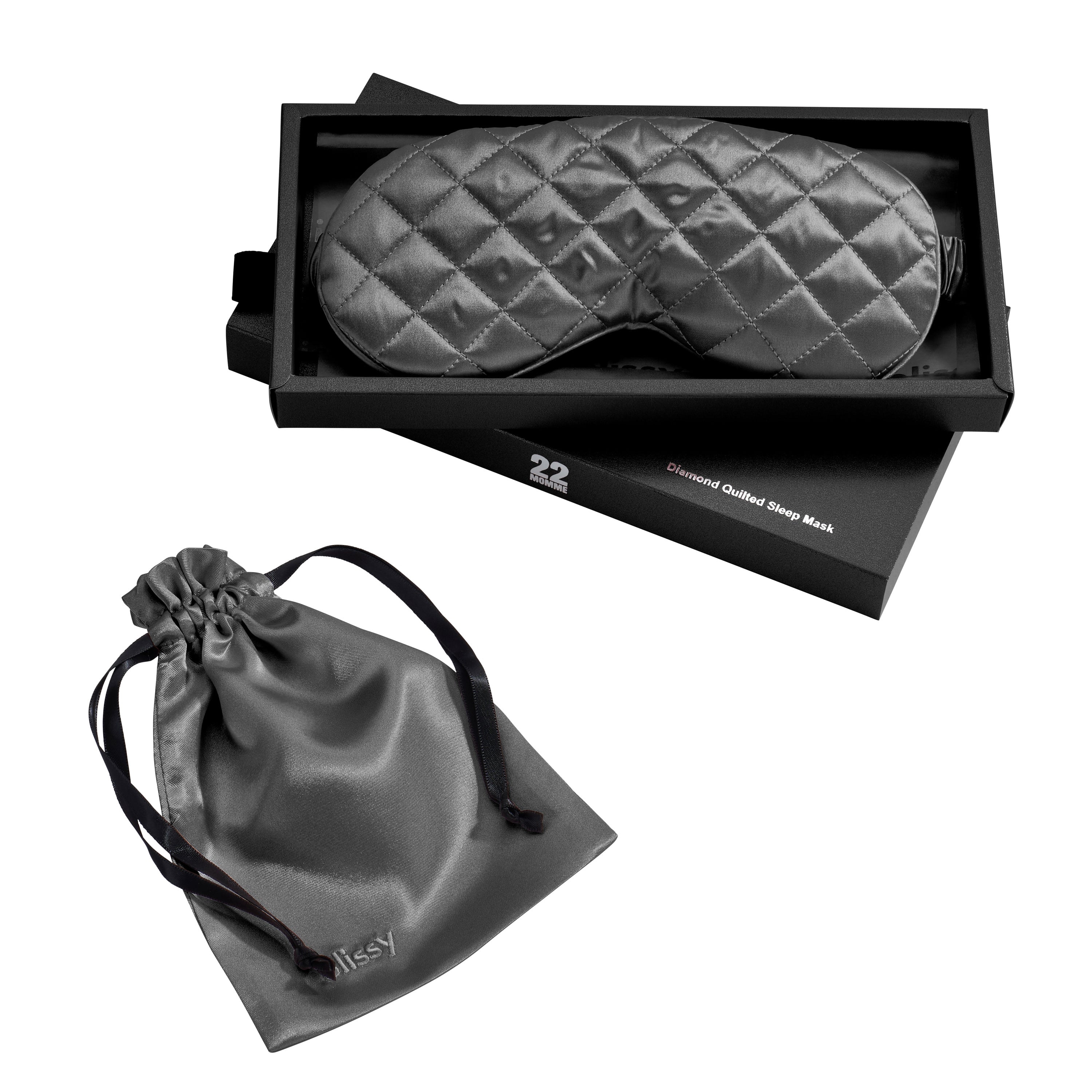 Sleep Mask - Grey - Diamond Quilted - Image 2