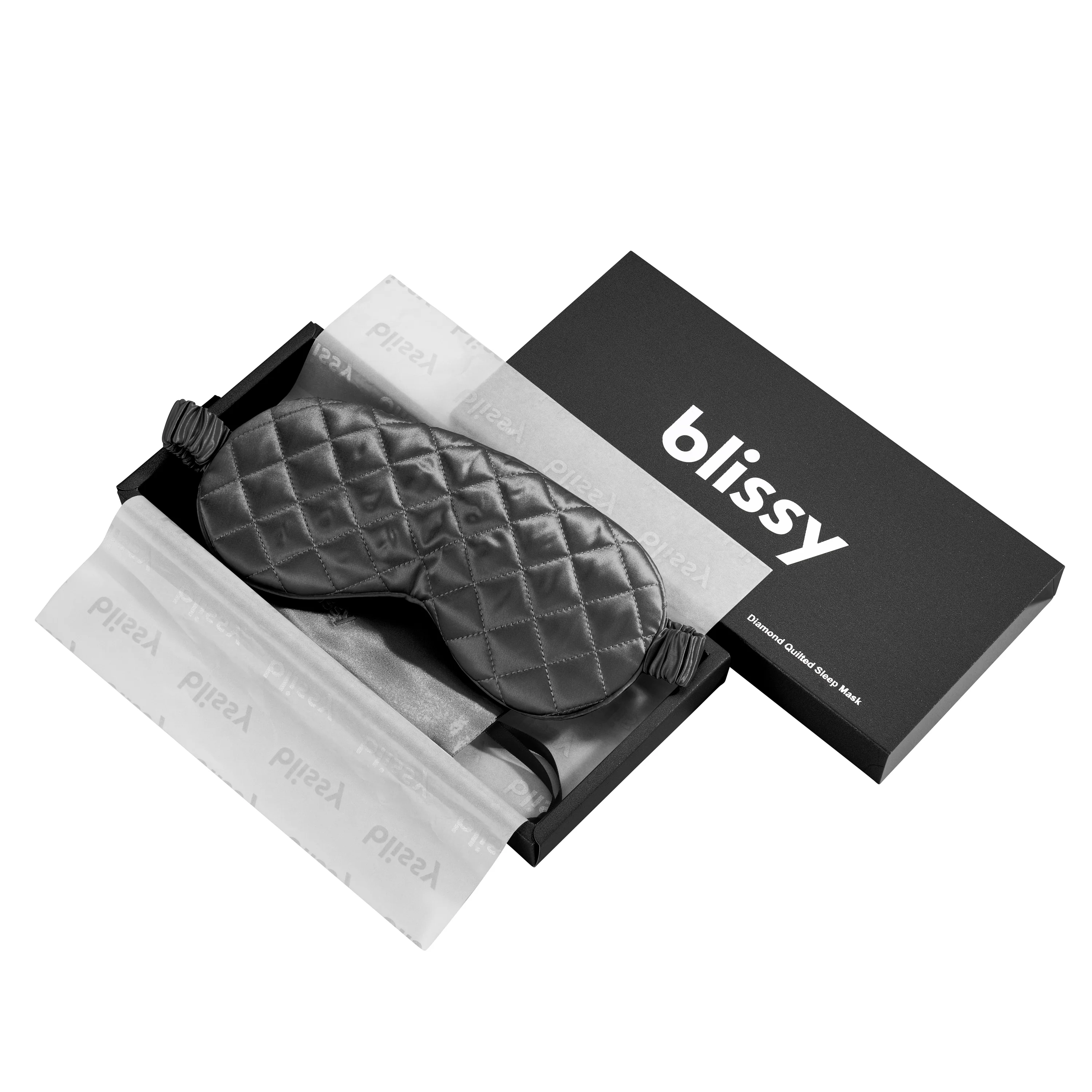 Sleep Mask - Grey - Diamond Quilted - Image 3