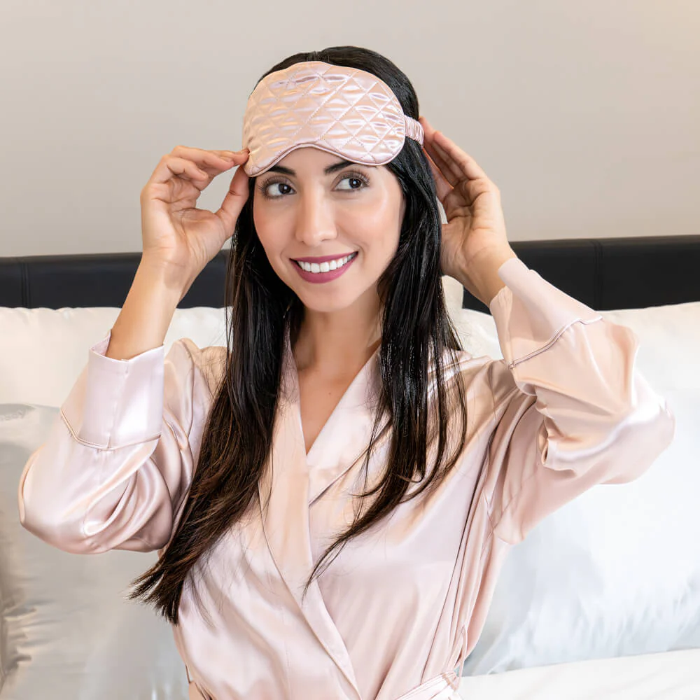 Sleep Mask - Pink - Diamond Quilted - Image 14