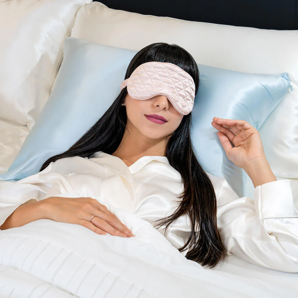 Sleep Mask - Pink - Diamond Quilted - Image 2