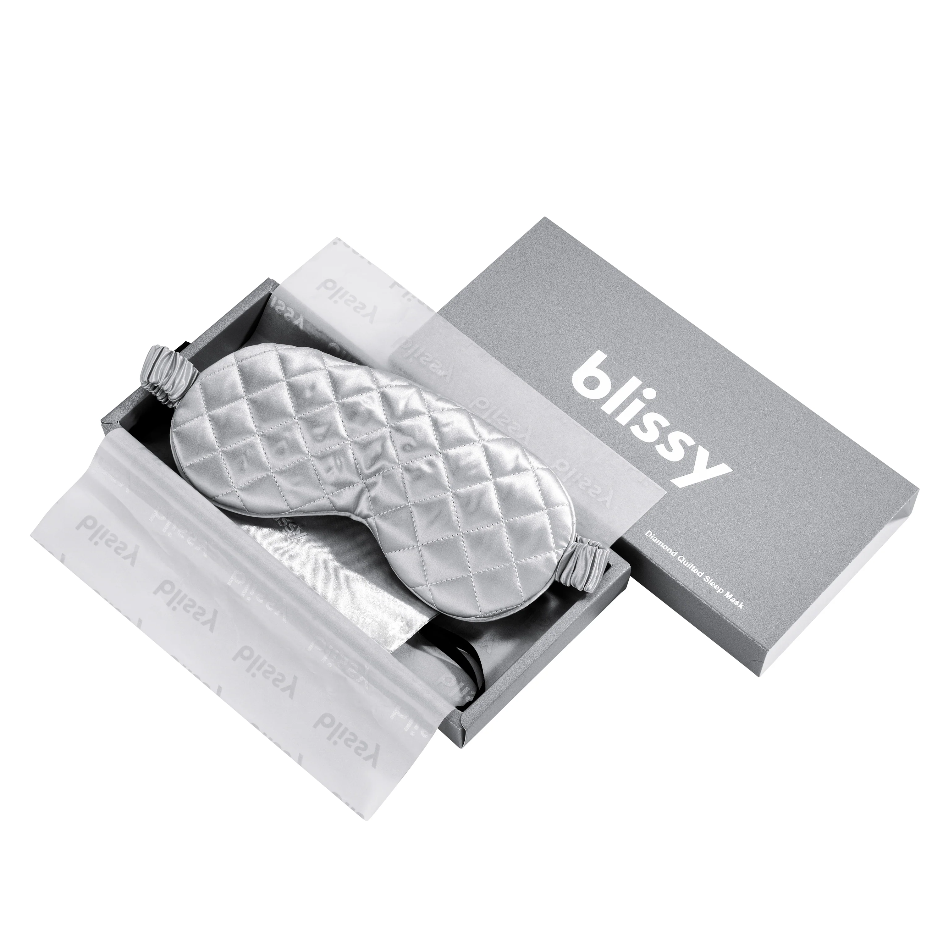 Sleep Mask - Silver - Diamond Quilted - Image 4
