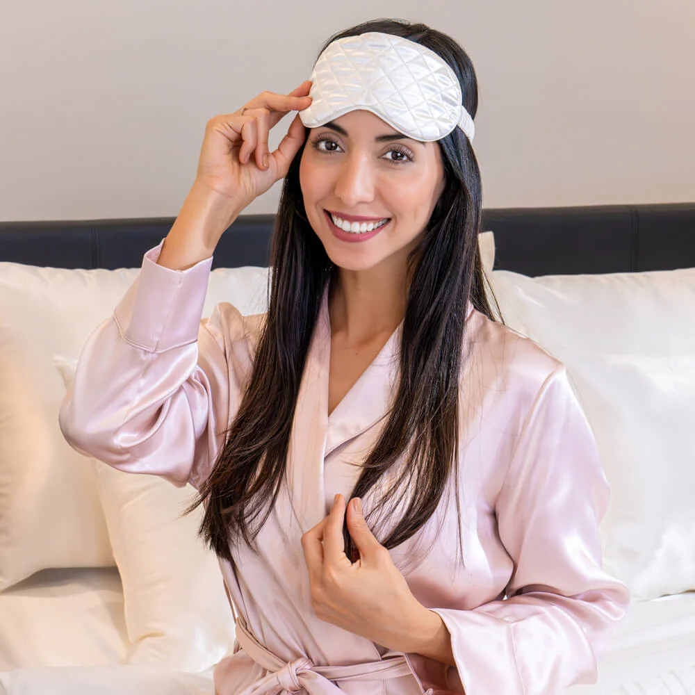 Sleep Mask - White - Diamond Quilted - Image 14