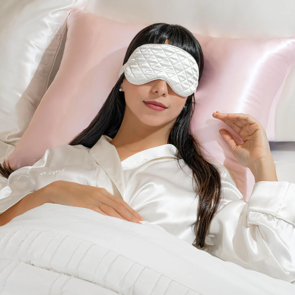 Sleep Mask - White - Diamond Quilted - Image 2