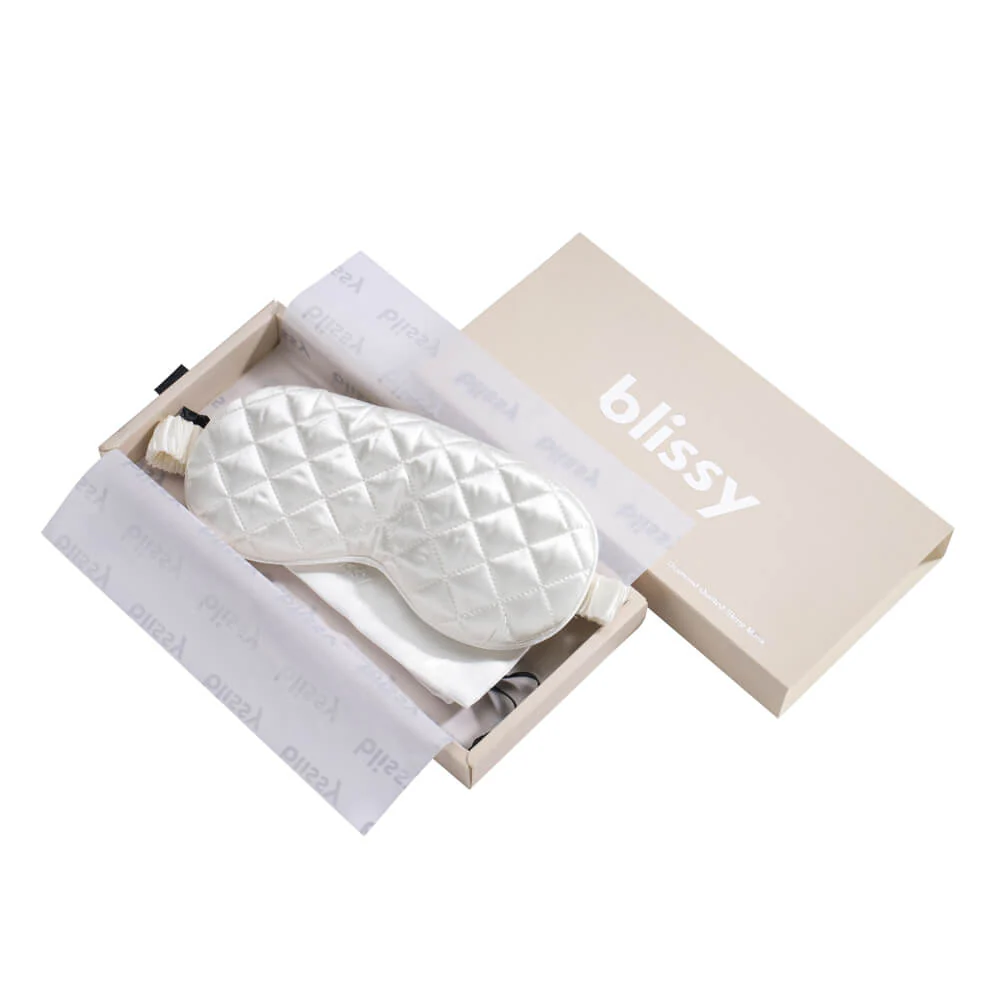 Sleep Mask - White - Diamond Quilted - Image 4
