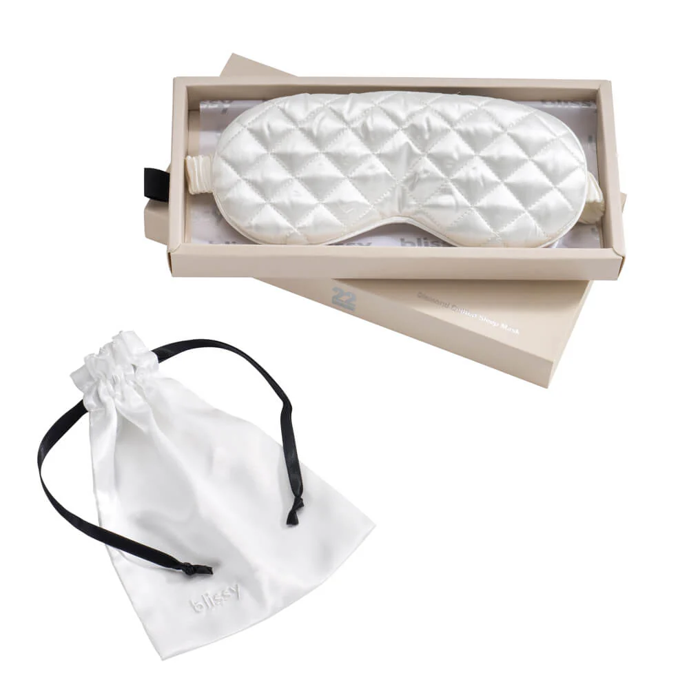Sleep Mask - White - Diamond Quilted - Image 7